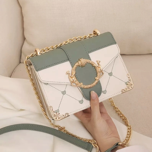Handbags - Gorgeous green and cream crossbody bag